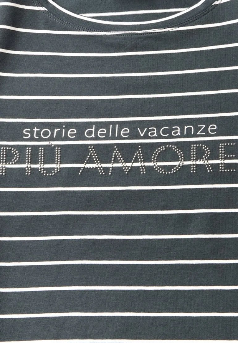 Streifenshirt mit Wording slate khaki