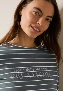 Streifenshirt mit Wording slate khaki
