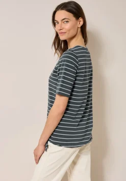 Streifenshirt mit Wording slate khaki