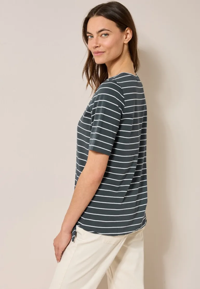 Streifenshirt mit Wording slate khaki