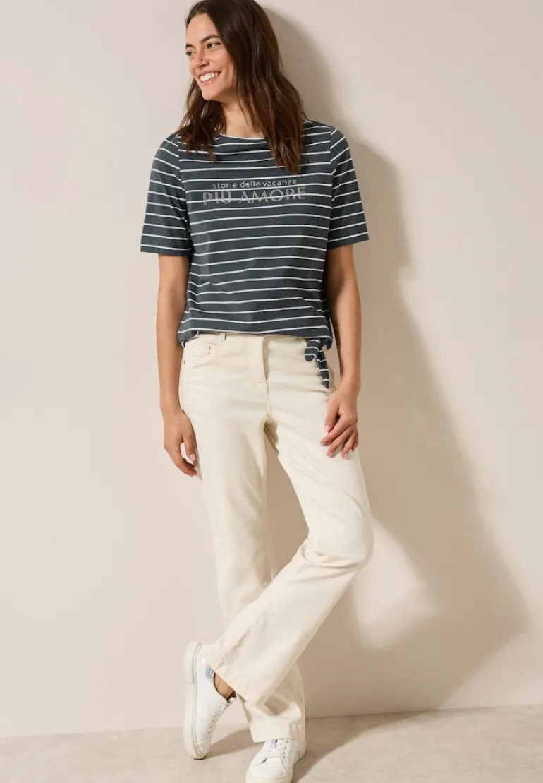 Streifenshirt mit Wording slate khaki