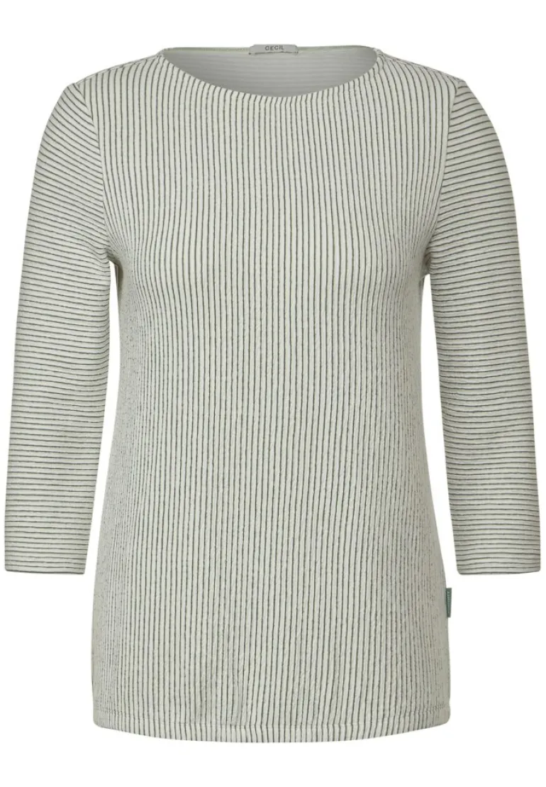 Streifen Struktur Shirt vanilla white