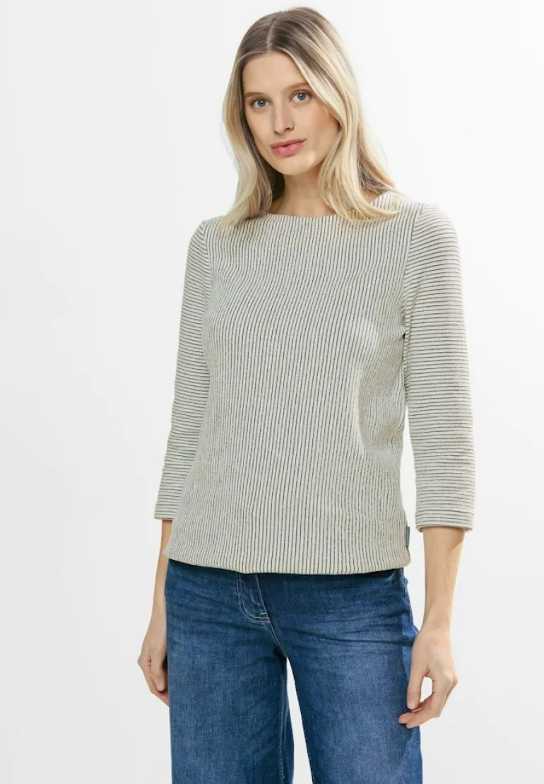 Streifen Struktur Shirt vanilla white