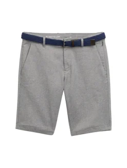 Stretch Slim Chino Shorts mit Gürtel white navy zig zag structure