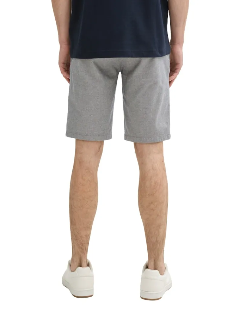 Stretch Slim Chino Shorts mit Gürtel white navy zig zag structure