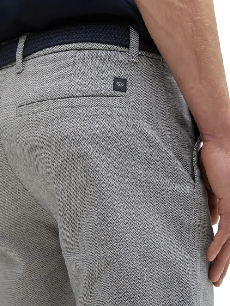 Stretch Slim Chino Shorts mit Gürtel white navy zig zag structure