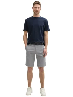 Stretch Slim Chino Shorts mit Gürtel white navy zig zag structure