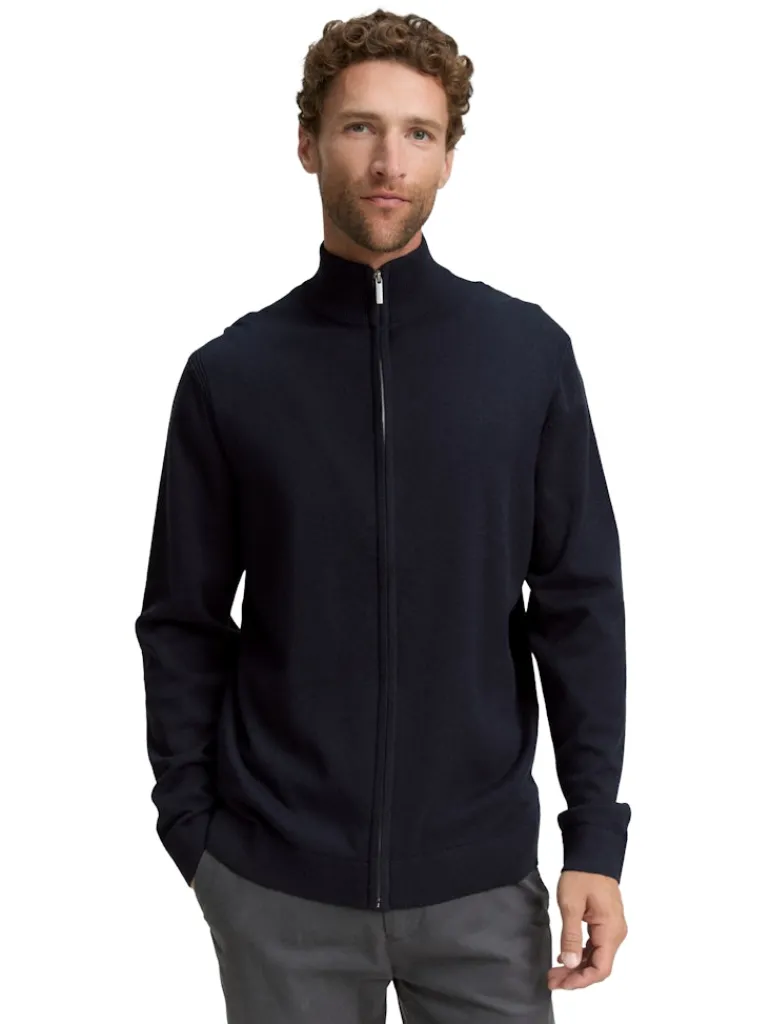 Strickjacke aus Baumwolle knitted navy melange