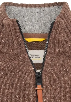 Strickjacke aus einem Merino-Wollmix nougat
