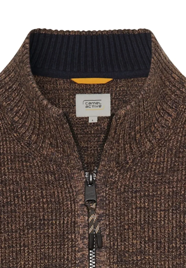Strickjacke aus einem soften Baumwollmix dark brown
