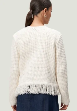 Strickjacke mit Fransen creamwhite