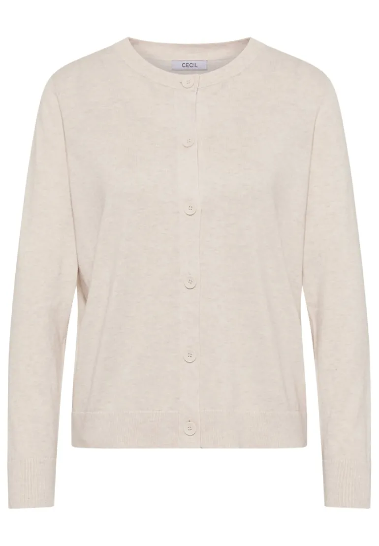 Strickjacke mit Knopfleiste oat milk beige melange