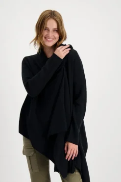Strickjacke mit Schalkragen schwarz