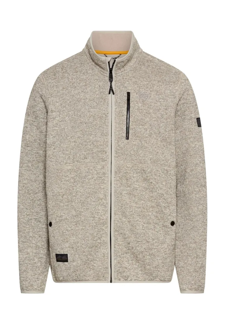 Strickjacke mit Stehkragen oatmeal