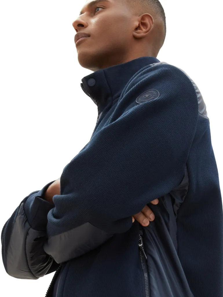 Strickjacke mit Stehkragen sky captain blue