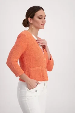 Strickjacke mit Tasche apricot