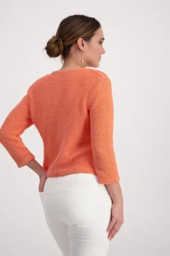 Strickjacke mit Tasche apricot