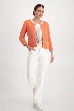 Strickjacke mit Tasche apricot