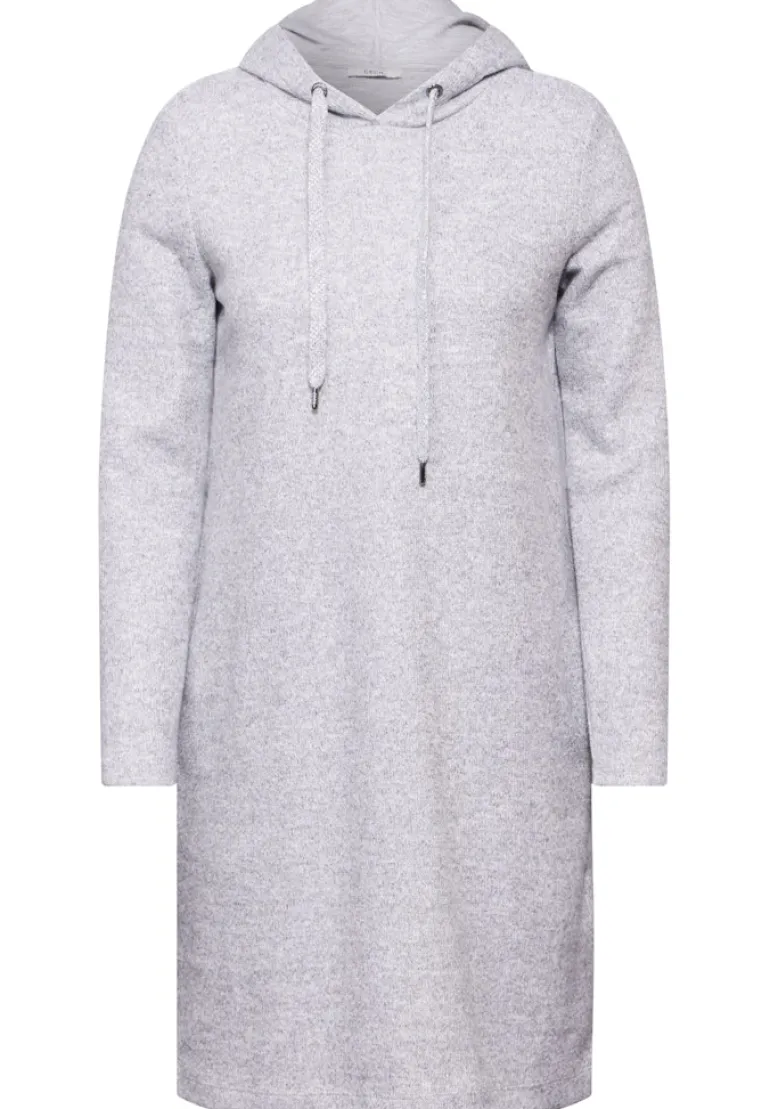 Strickkleid mit Kapuze platinum grey mel.