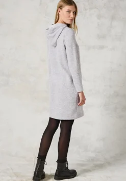 Strickkleid mit Kapuze platinum grey mel.