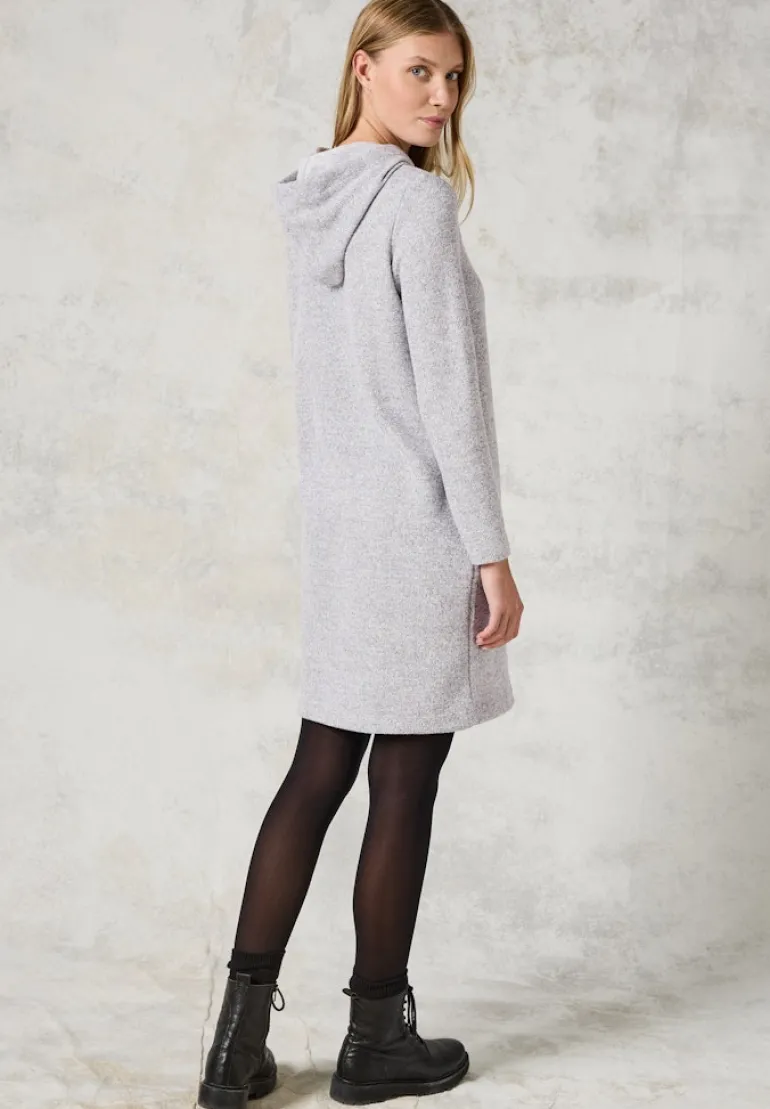 Strickkleid mit Kapuze platinum grey mel.