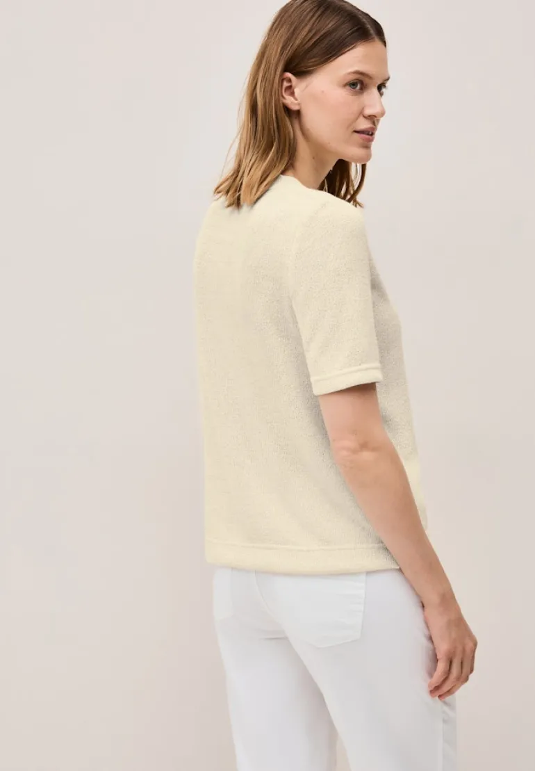 Strick-Look Glitzer T-Shirt light beige