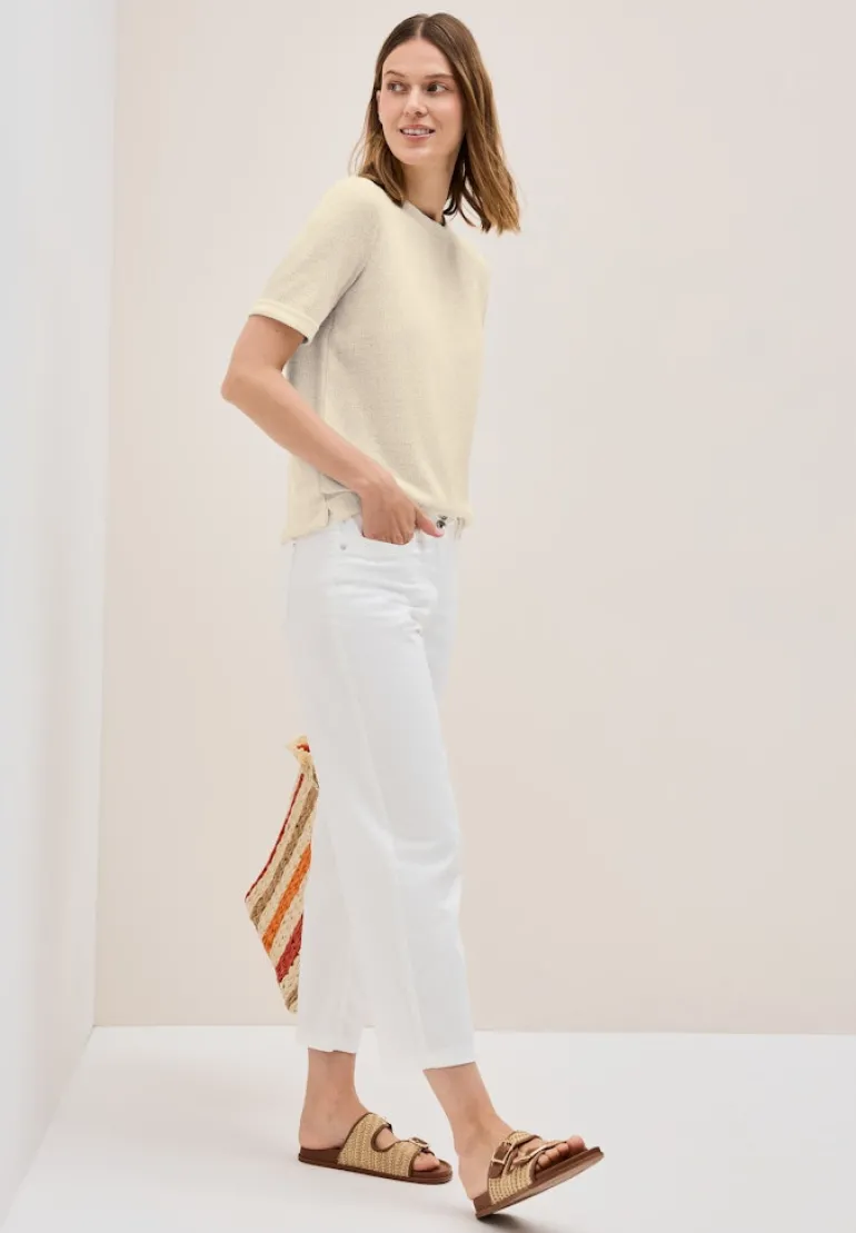 Strick-Look Glitzer T-Shirt light beige