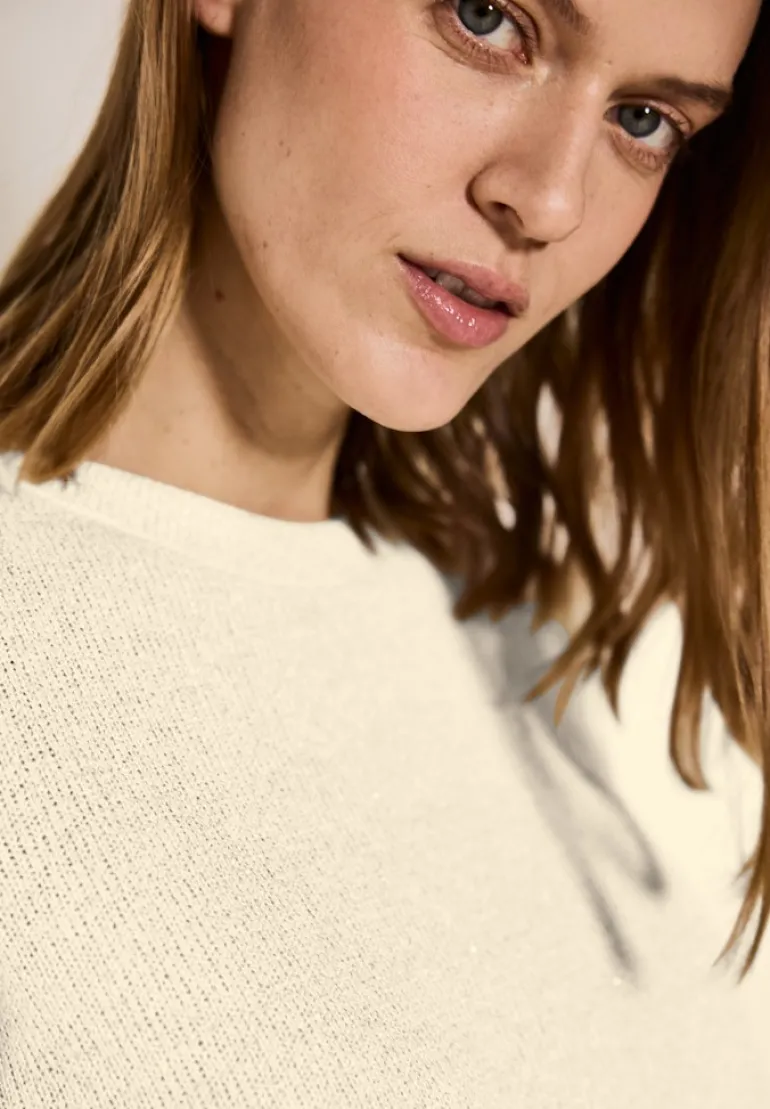 Strick-Look Glitzer T-Shirt light beige