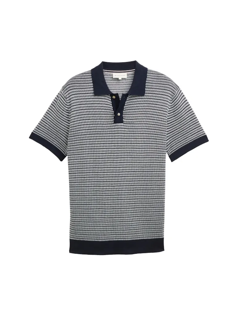 Strick-Poloshirt aus Baumwolle navy white fancy stripe