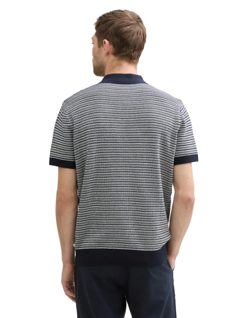 Strick-Poloshirt aus Baumwolle navy white fancy stripe