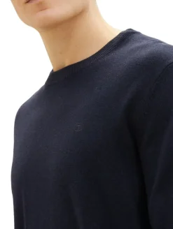 Strickpullover aus Baumwolle knitted navy melange