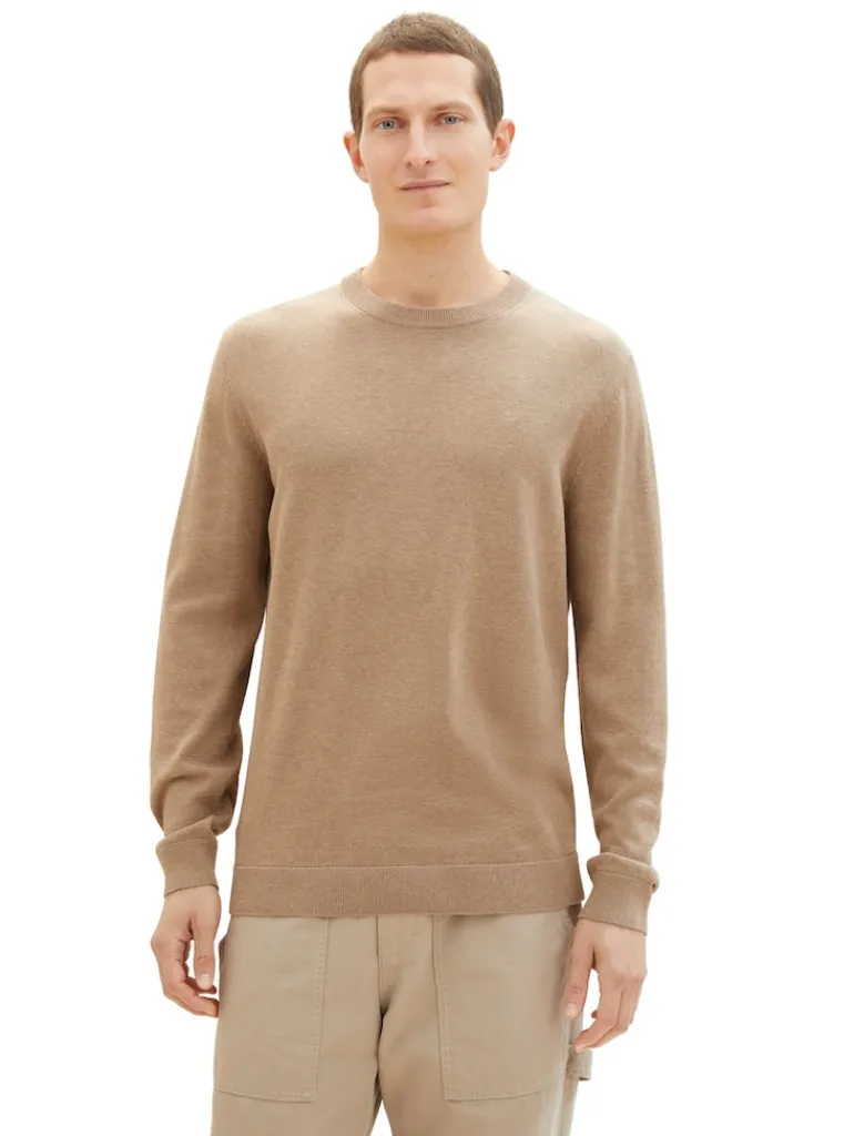 Strickpullover aus Baumwolle hazel brown melange