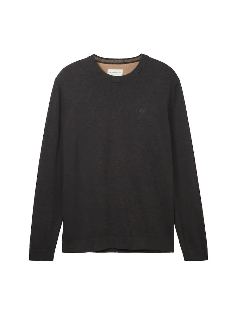 Strickpullover aus Baumwolle black grey melange