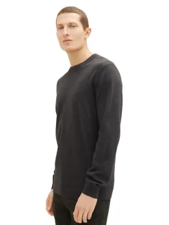 Strickpullover aus Baumwolle black grey melange