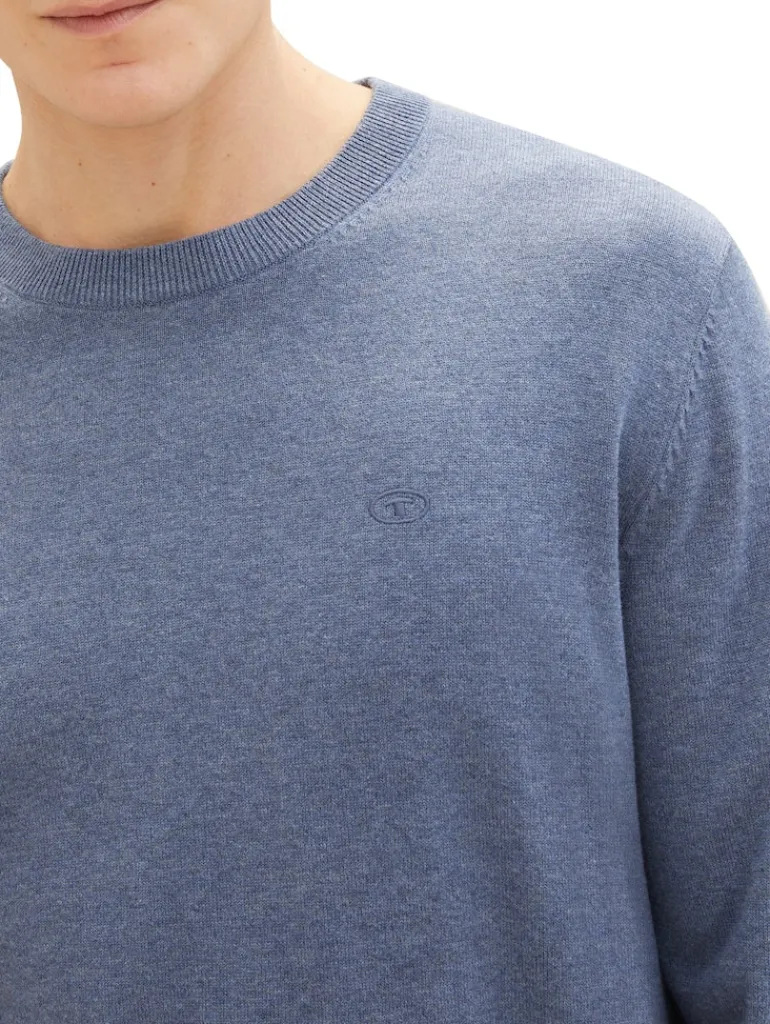 Strickpullover aus Baumwolle vintage indigo blue melange
