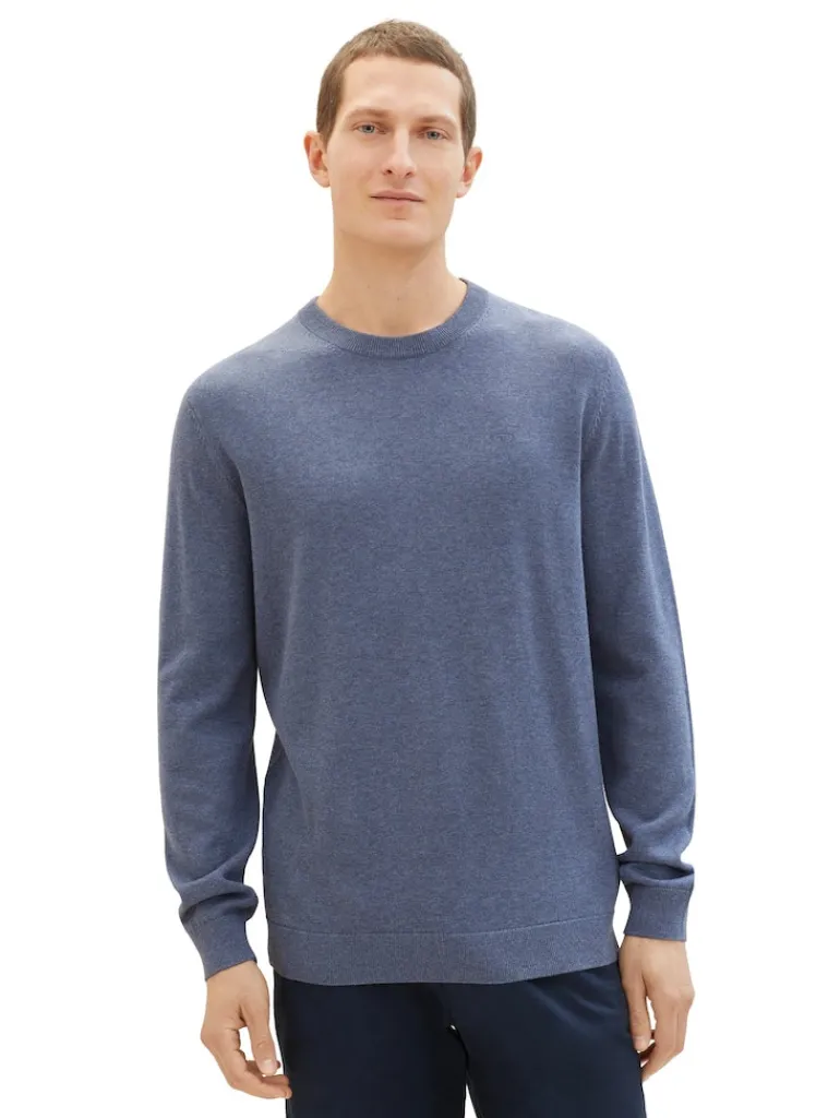 Strickpullover aus Baumwolle vintage indigo blue melange