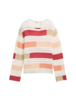 Strickpullover aus Bio-Baumwolle fresh berry highlight stripe