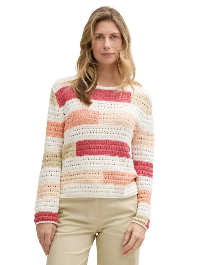 Strickpullover aus Bio-Baumwolle fresh berry highlight stripe