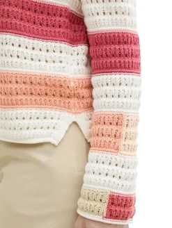 Strickpullover aus Bio-Baumwolle fresh berry highlight stripe