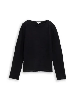 Strickpullover aus Federgarn black stripe with featheryarn