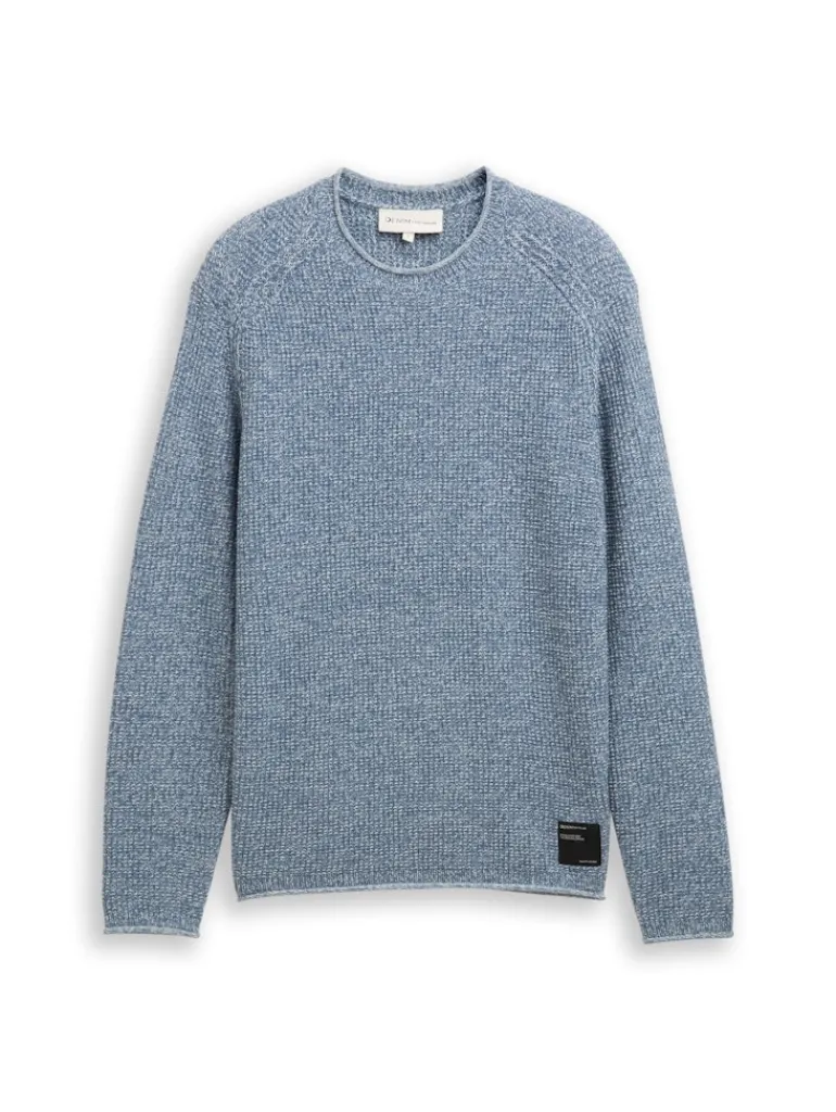 Strickpullover in Melange-Optik denim blue white mouline