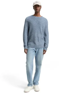 Strickpullover in Melange-Optik denim blue white mouline