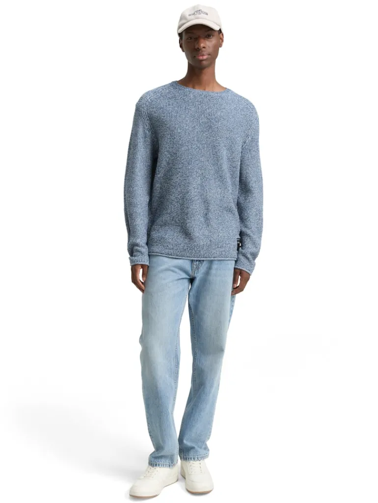 Strickpullover in Melange-Optik denim blue white mouline