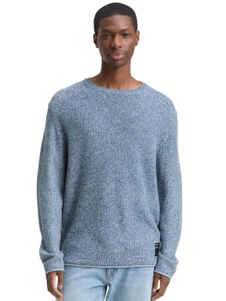 Strickpullover in Melange-Optik denim blue white mouline
