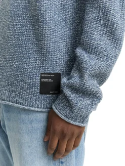 Strickpullover in Melange-Optik denim blue white mouline