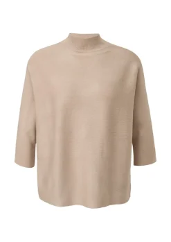 Strickpullover mit Inserts beige