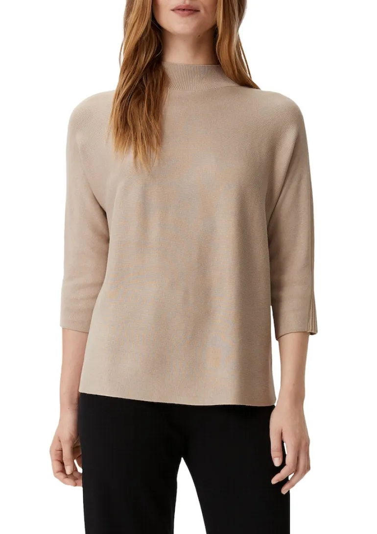 Strickpullover mit Inserts beige