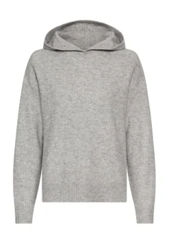 Strickpullover mit Kapuze grey melange