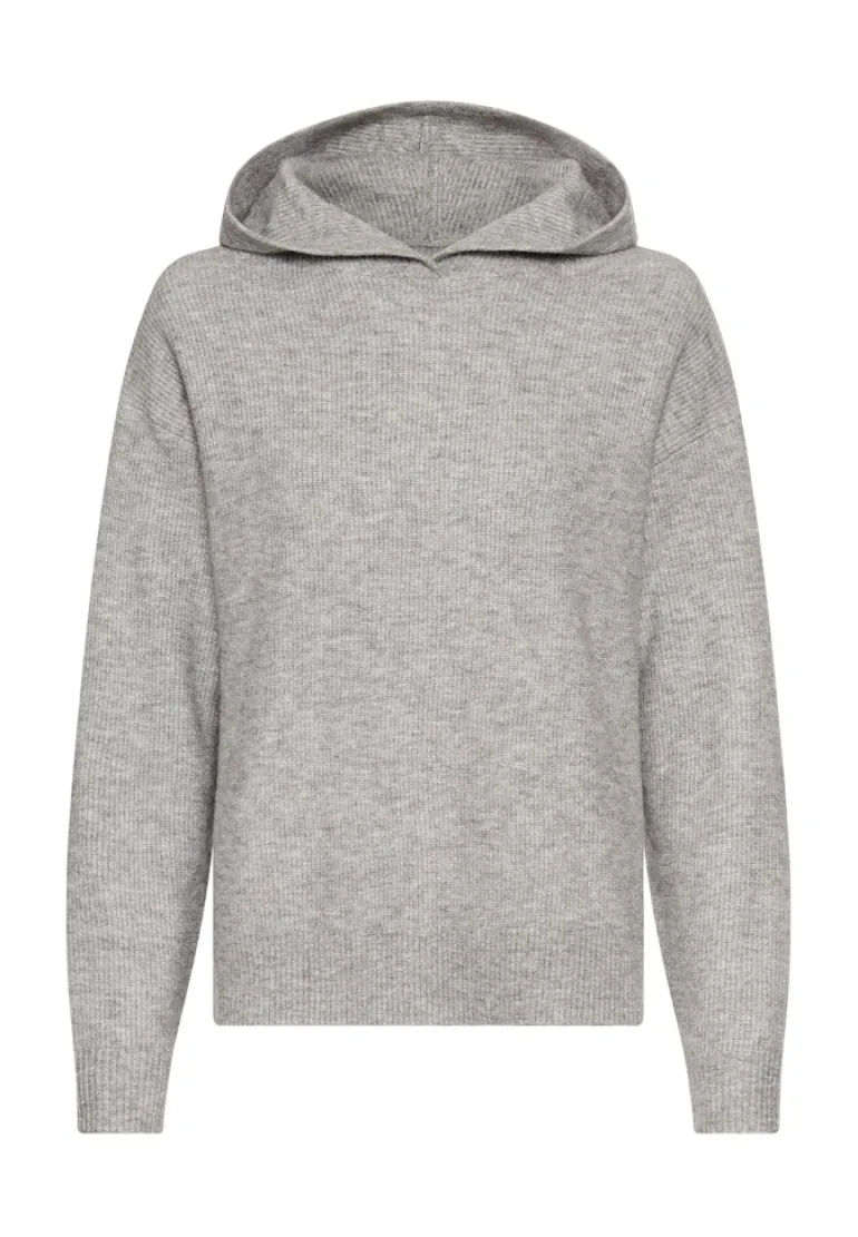 Strickpullover mit Kapuze grey melange