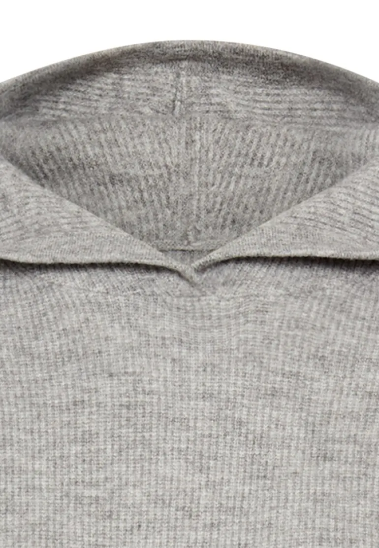 Strickpullover mit Kapuze grey melange